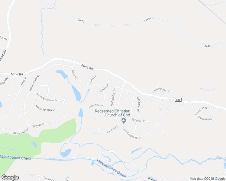 map of restaurants, bars, coffee shops, grocery stores, and more near 10422 North McClellan Drive in Fredericksburg