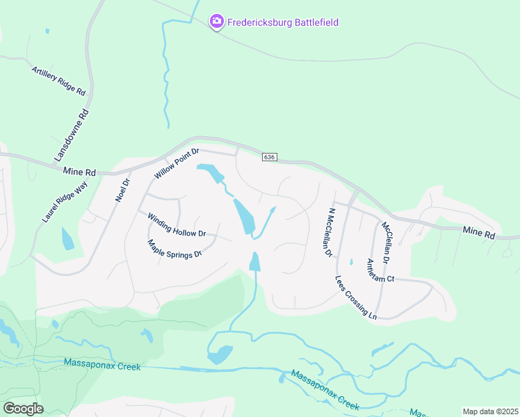 map of restaurants, bars, coffee shops, grocery stores, and more near 3700 Ashland Court in Fredericksburg