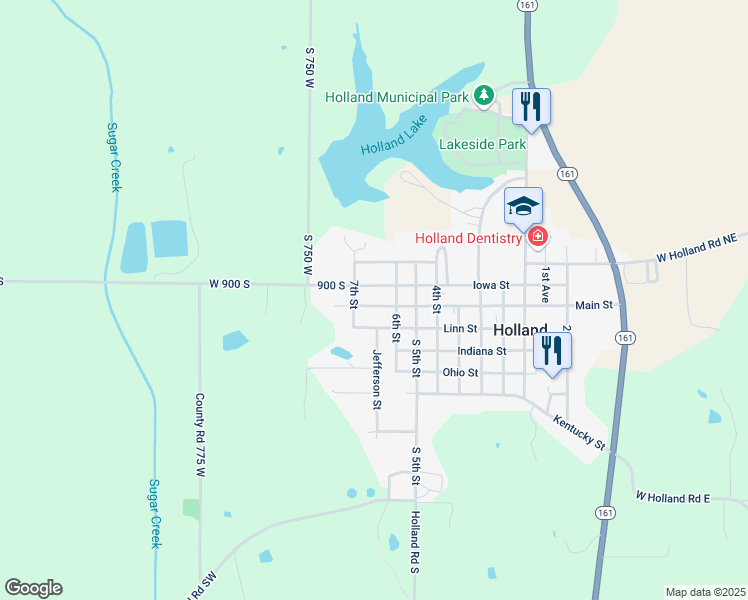 map of restaurants, bars, coffee shops, grocery stores, and more near 705 West Iowa Street in Holland