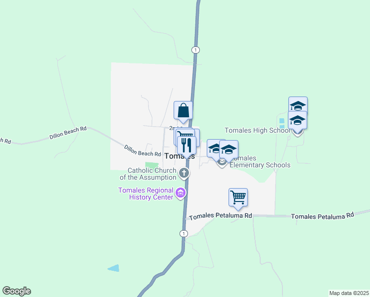 map of restaurants, bars, coffee shops, grocery stores, and more near in Tomales