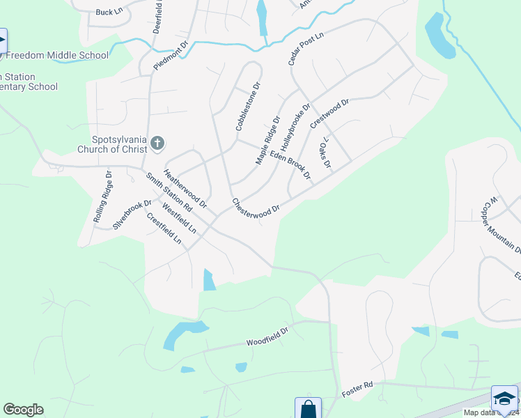 map of restaurants, bars, coffee shops, grocery stores, and more near 10623 Chesterwood Drive in Spotsylvania