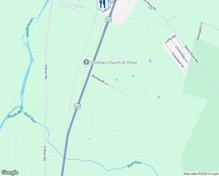 map of restaurants, bars, coffee shops, grocery stores, and more near 20 Stonewall Lane in Grottoes