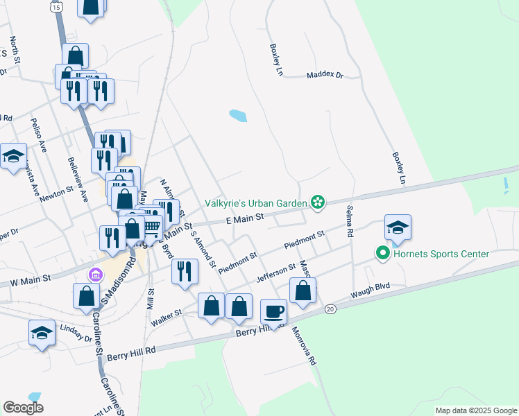 map of restaurants, bars, coffee shops, grocery stores, and more near 283 East Main Street in Orange