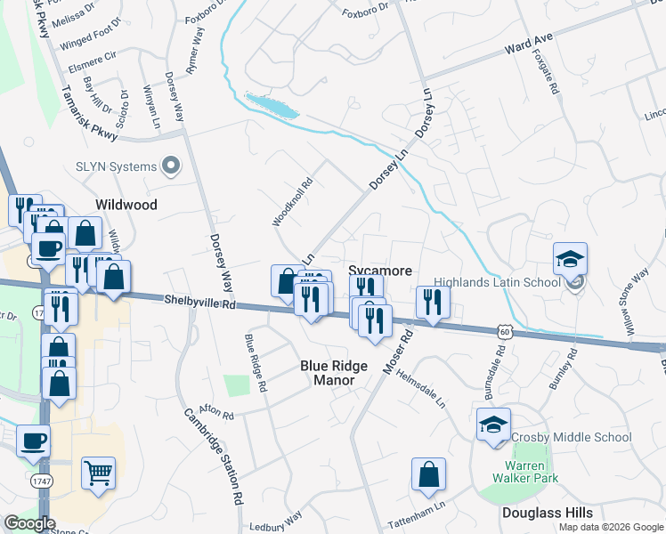 map of restaurants, bars, coffee shops, grocery stores, and more near 400 Keystone Trce in Blue Ridge Manor