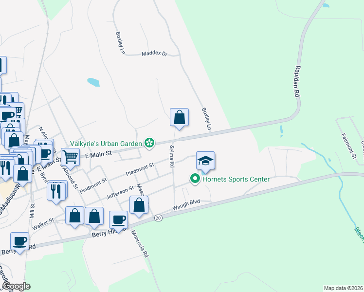 map of restaurants, bars, coffee shops, grocery stores, and more near 424 East Main Street in Orange