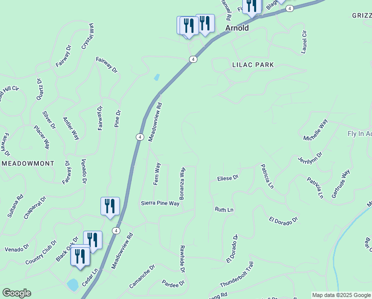 map of restaurants, bars, coffee shops, grocery stores, and more near 1587 Brandy Flat Court in Arnold