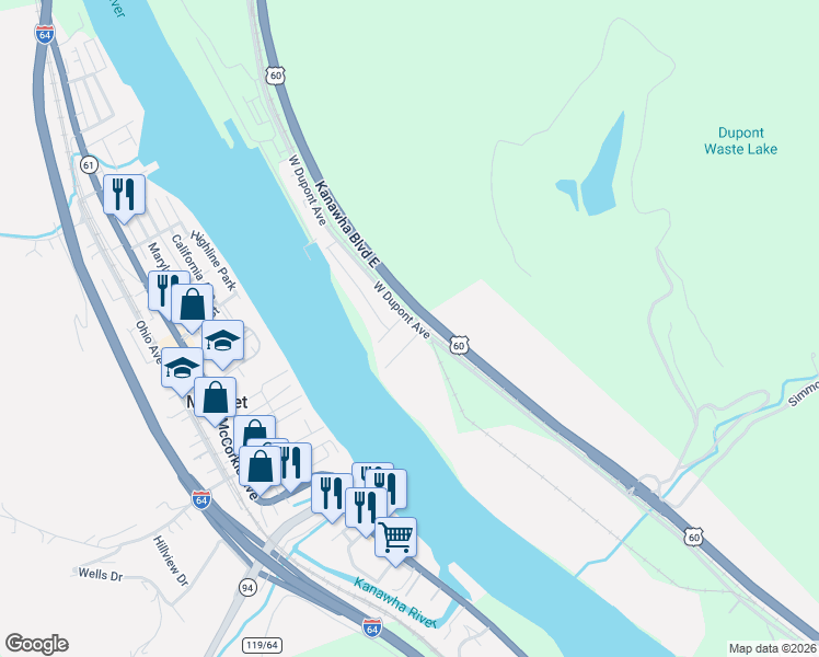 map of restaurants, bars, coffee shops, grocery stores, and more near 14th St in Belle