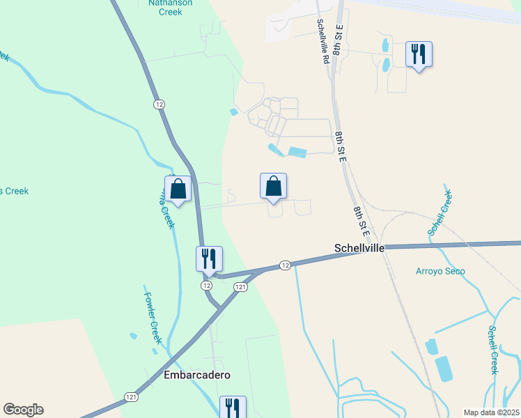 map of restaurants, bars, coffee shops, grocery stores, and more near 22684 Broadway in Sonoma