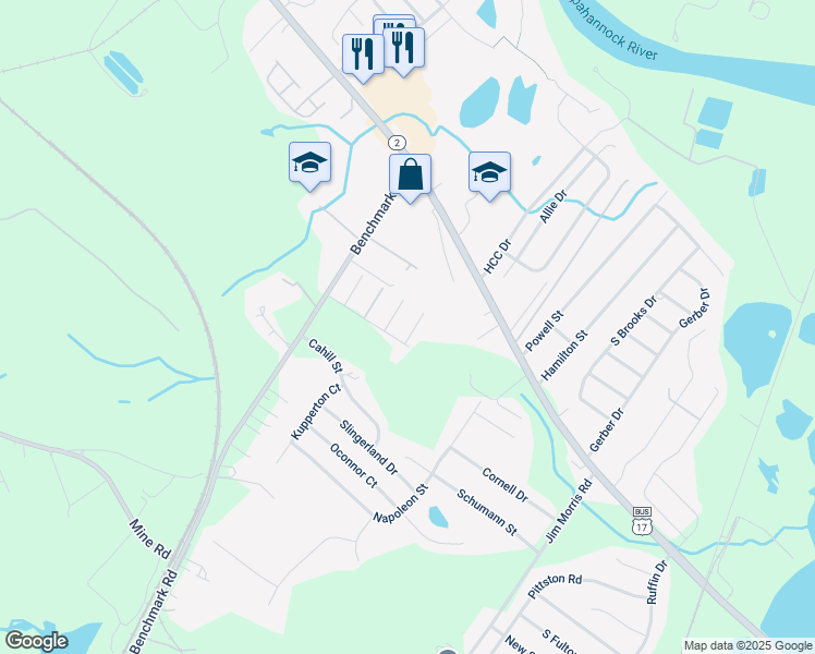 map of restaurants, bars, coffee shops, grocery stores, and more near 10512 Tidewater Plains Drive in Fredericksburg