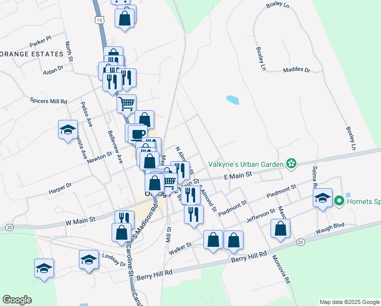 map of restaurants, bars, coffee shops, grocery stores, and more near 191 Barbour Street in Orange