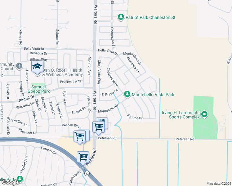 map of restaurants, bars, coffee shops, grocery stores, and more near 702 Capistrano Drive in Suisun City