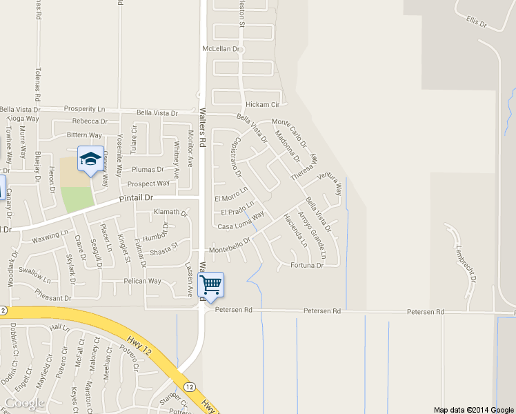 map of restaurants, bars, coffee shops, grocery stores, and more near 702 Capistrano Drive in Suisun City