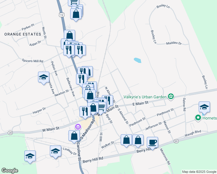 map of restaurants, bars, coffee shops, grocery stores, and more near 179 May Fray Avenue in Orange