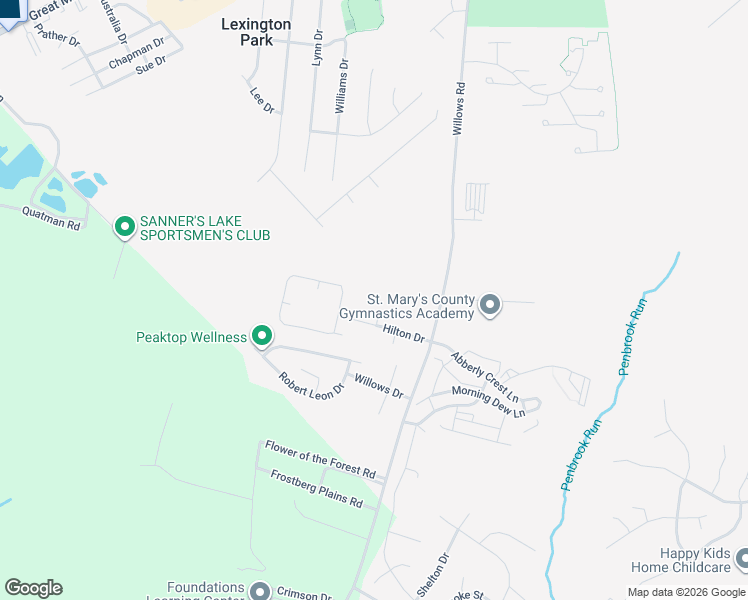 map of restaurants, bars, coffee shops, grocery stores, and more near 46860 Hilton Drive in Lexington Park
