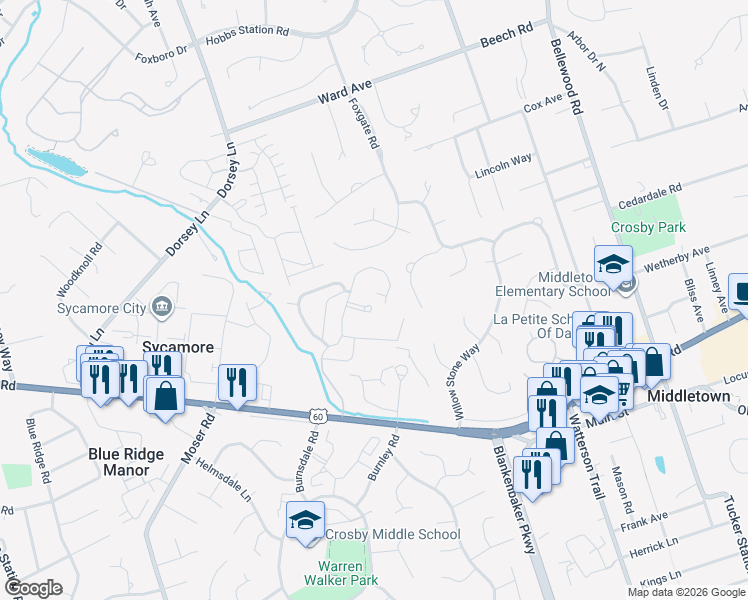 map of restaurants, bars, coffee shops, grocery stores, and more near 200 Brookside Drive in Louisville