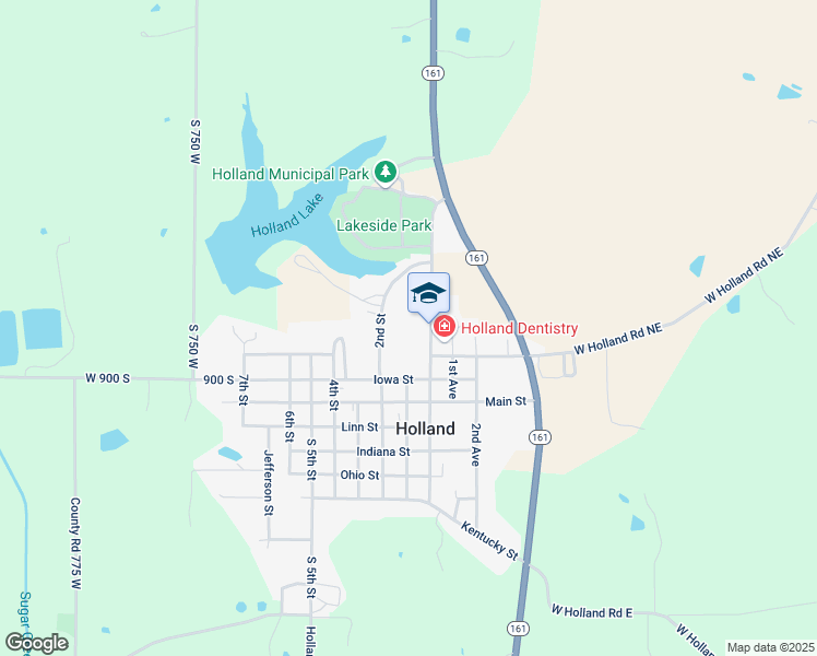 map of restaurants, bars, coffee shops, grocery stores, and more near 408 North Meridian Street in Holland