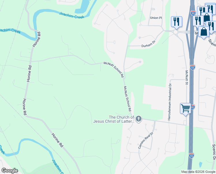 map of restaurants, bars, coffee shops, grocery stores, and more near 1200 McNutt School Road in Festus