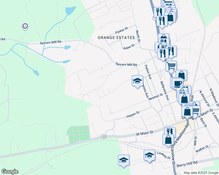 map of restaurants, bars, coffee shops, grocery stores, and more near 11594 James Court in Orange