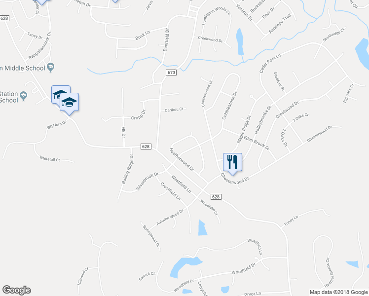 map of restaurants, bars, coffee shops, grocery stores, and more near 10506 Cobblestone Drive in Spotsylvania Courthouse
