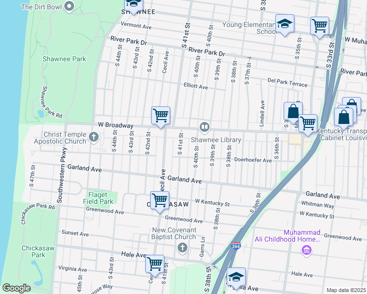 map of restaurants, bars, coffee shops, grocery stores, and more near 742 South 41st Street in Louisville