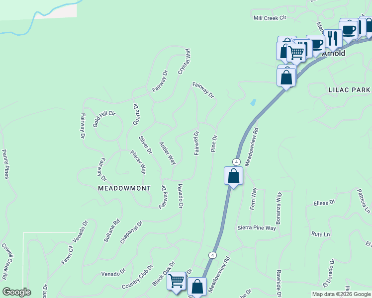 map of restaurants, bars, coffee shops, grocery stores, and more near 2054 5th Green Drive in Arnold