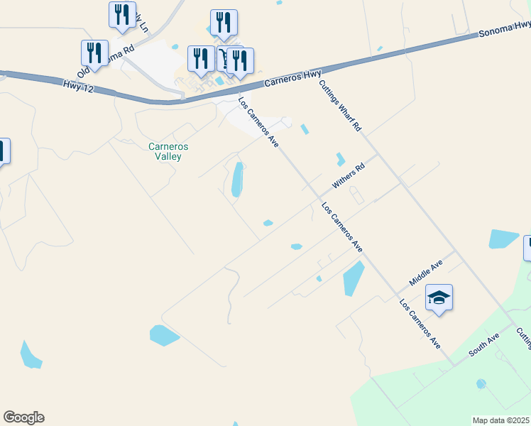 map of restaurants, bars, coffee shops, grocery stores, and more near 4080 Withers Road in Napa