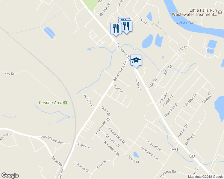 map of restaurants, bars, coffee shops, grocery stores, and more near 10604 Limburg Court in Fredericksburg
