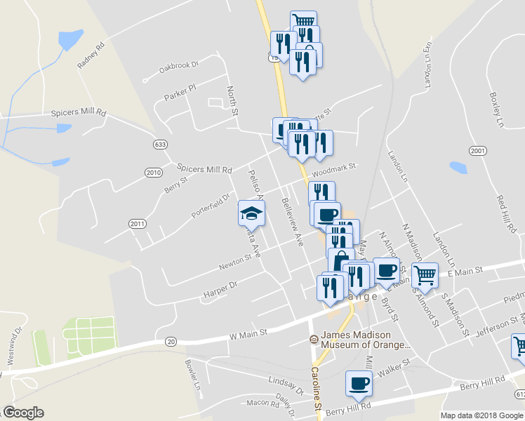 map of restaurants, bars, coffee shops, grocery stores, and more near 264 Peliso Avenue in Orange