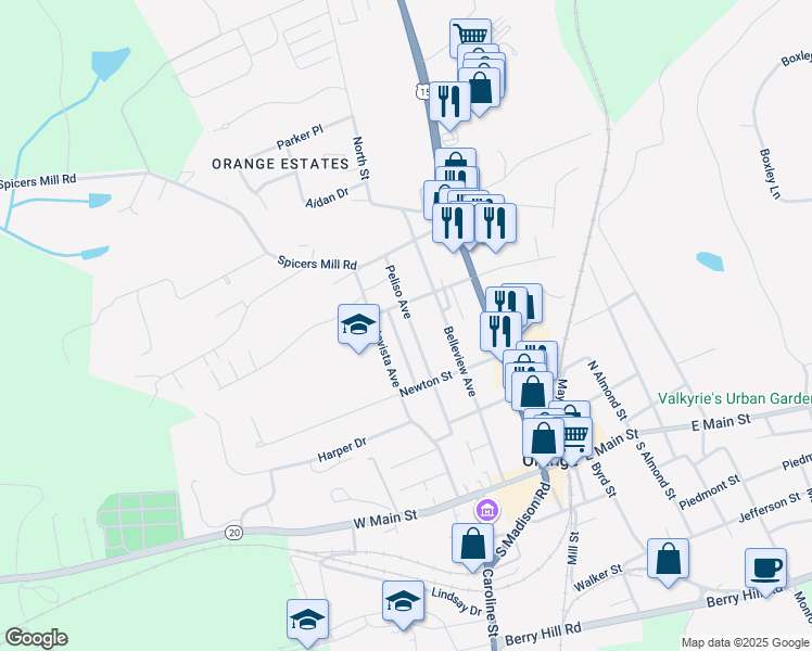 map of restaurants, bars, coffee shops, grocery stores, and more near 264 Peliso Avenue in Orange