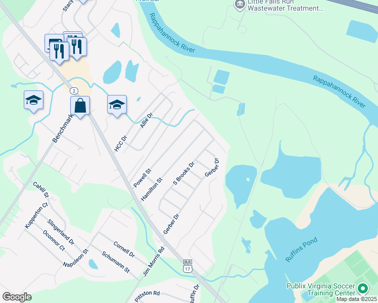 map of restaurants, bars, coffee shops, grocery stores, and more near 314 Hamilton Street in Fredericksburg