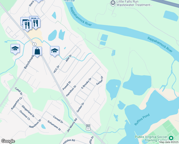 map of restaurants, bars, coffee shops, grocery stores, and more near 314 Hamilton Street in Fredericksburg
