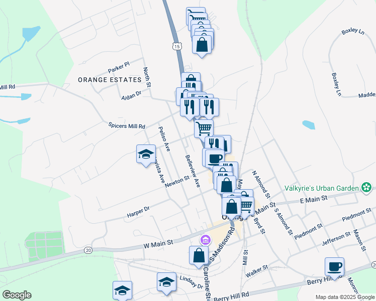 map of restaurants, bars, coffee shops, grocery stores, and more near 257 Belleview Avenue in Orange