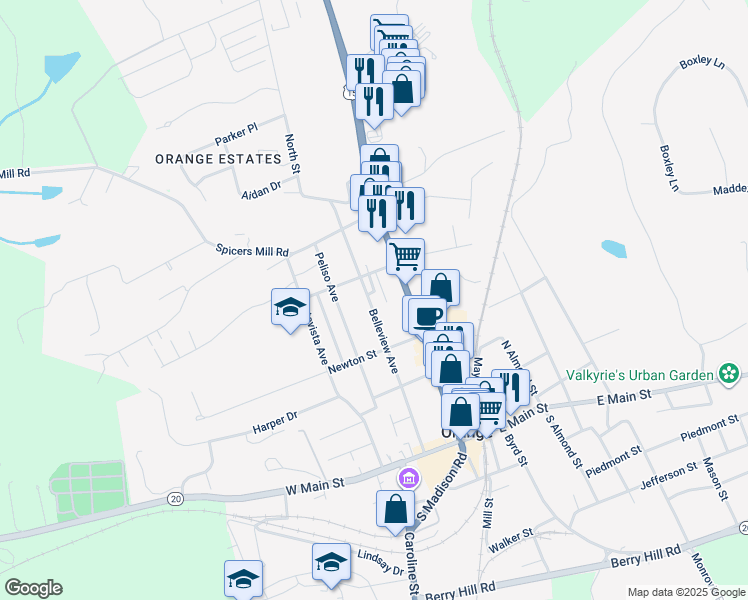 map of restaurants, bars, coffee shops, grocery stores, and more near 257 Belleview Avenue in Orange