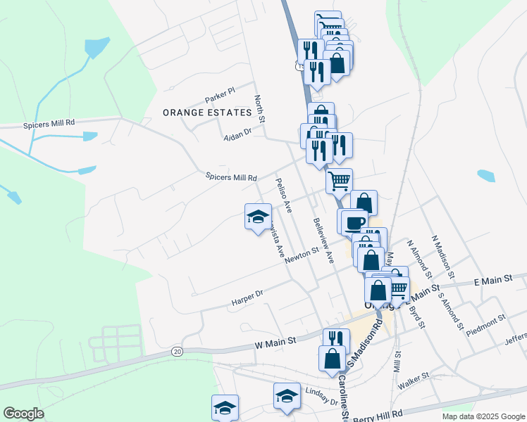 map of restaurants, bars, coffee shops, grocery stores, and more near 252-256 Montevista Avenue in Orange