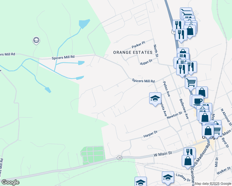 map of restaurants, bars, coffee shops, grocery stores, and more near 117 Berry Street in Orange