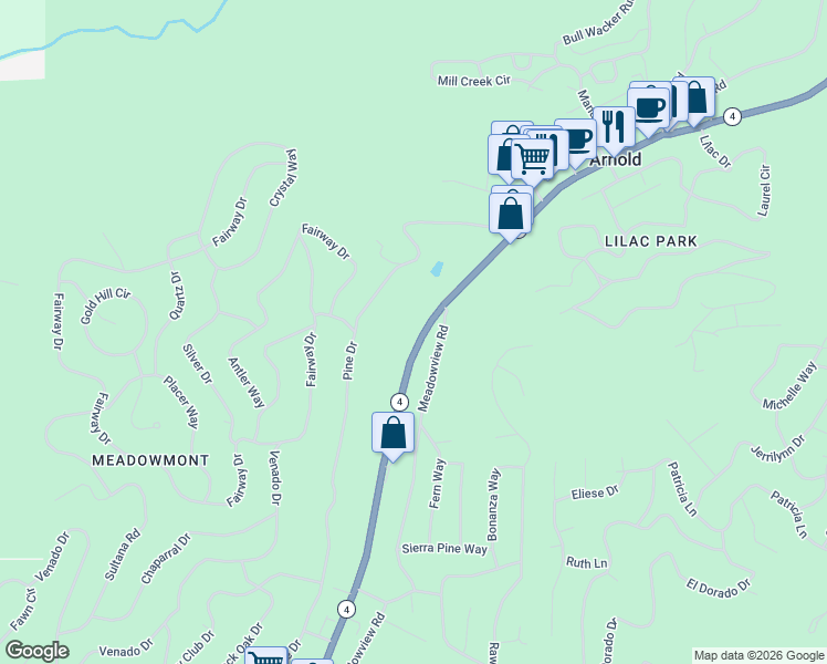 map of restaurants, bars, coffee shops, grocery stores, and more near 1546 California 4 in Vallecito