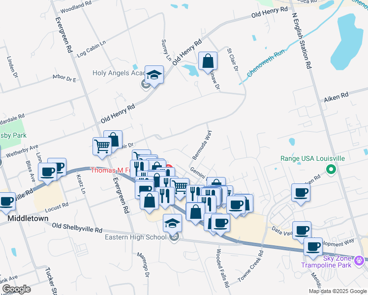 map of restaurants, bars, coffee shops, grocery stores, and more near 498 Taurus Place in Middletown