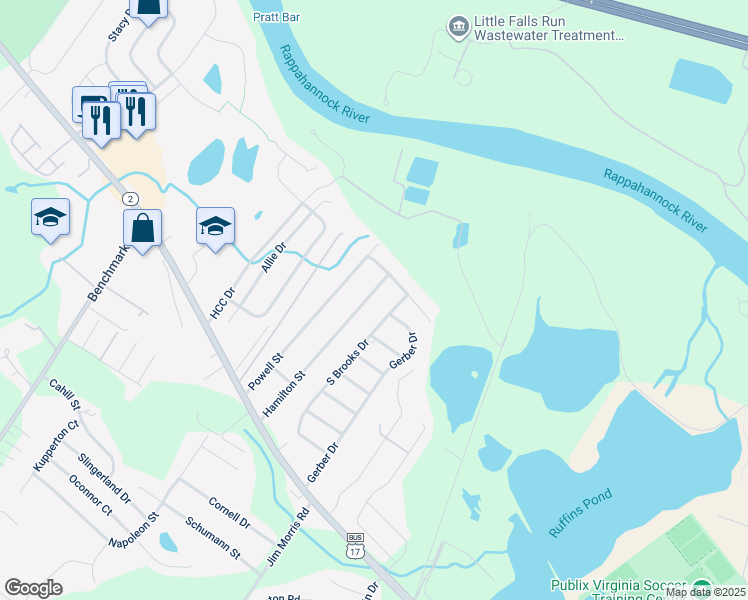 map of restaurants, bars, coffee shops, grocery stores, and more near 408 Hamilton Street in Fredericksburg