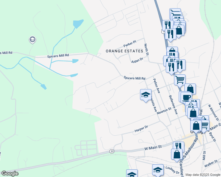 map of restaurants, bars, coffee shops, grocery stores, and more near 111 Berry Street in Orange