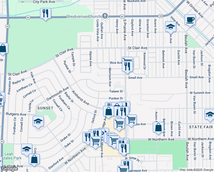 map of restaurants, bars, coffee shops, grocery stores, and more near 922 Morrison Avenue in Pueblo