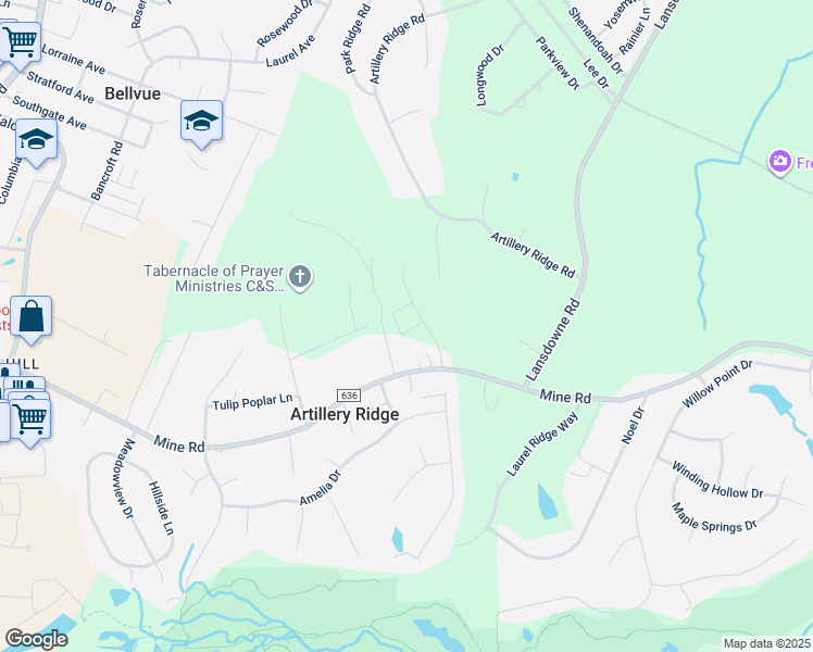 map of restaurants, bars, coffee shops, grocery stores, and more near 4209 Command Field Court in Fredericksburg