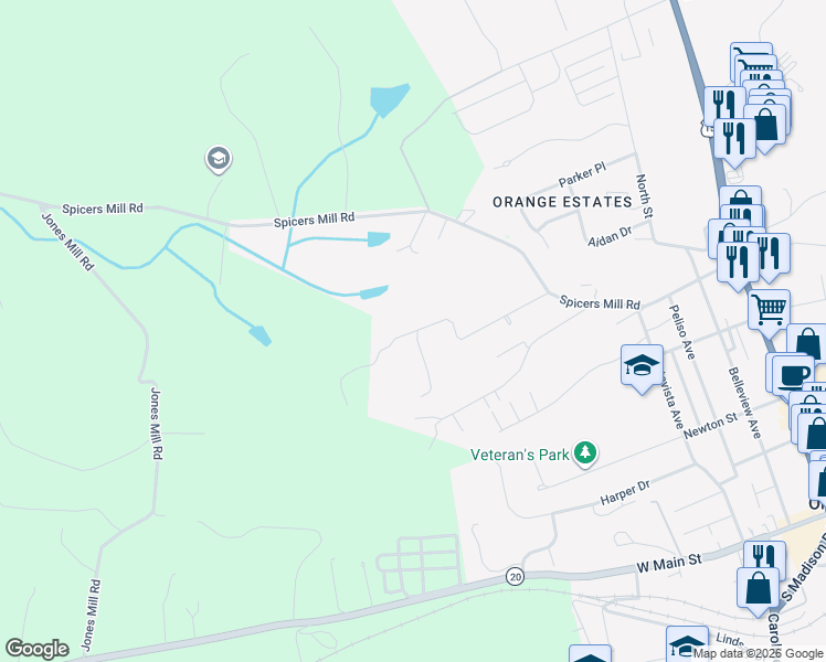 map of restaurants, bars, coffee shops, grocery stores, and more near 14233 Miller Road in Orange
