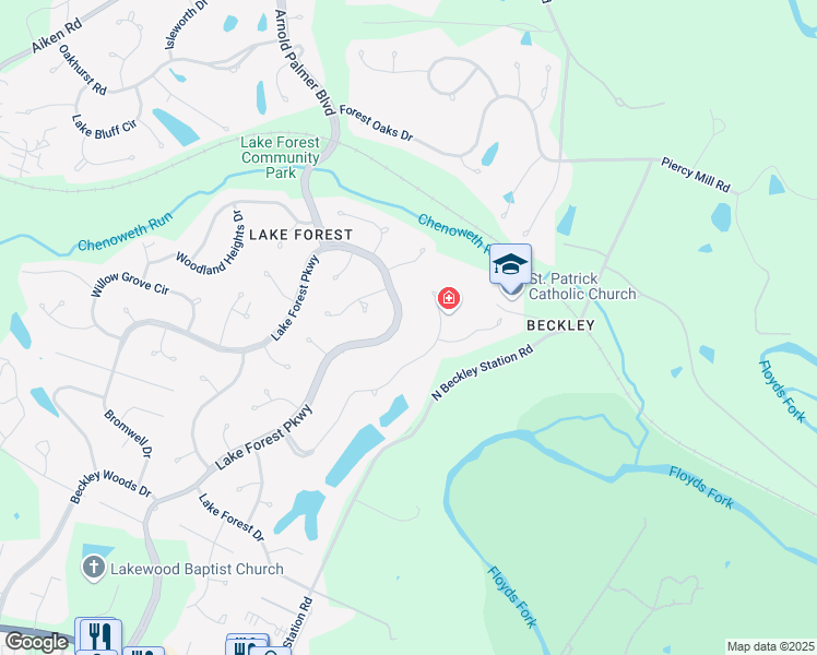 map of restaurants, bars, coffee shops, grocery stores, and more near 809 Lake Forest Parkway in Louisville
