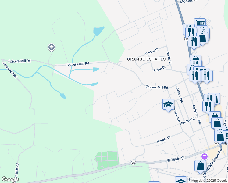 map of restaurants, bars, coffee shops, grocery stores, and more near 13874 Willistown Lane in Orange