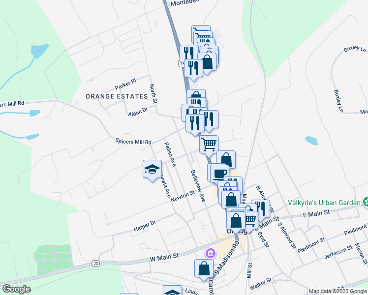 map of restaurants, bars, coffee shops, grocery stores, and more near 297 Belleview Avenue in Orange