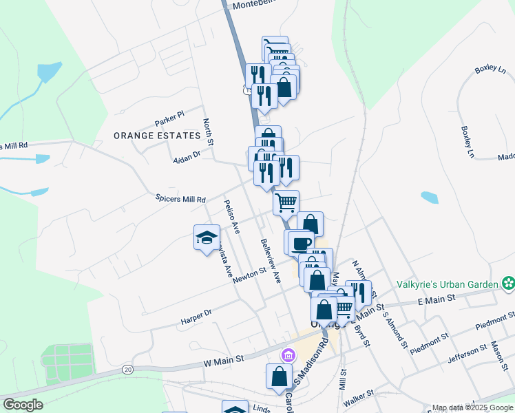 map of restaurants, bars, coffee shops, grocery stores, and more near 297 Belleview Avenue in Orange