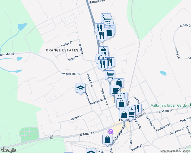 map of restaurants, bars, coffee shops, grocery stores, and more near 308 Belleview Avenue in Orange