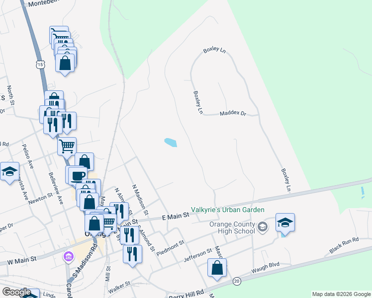 map of restaurants, bars, coffee shops, grocery stores, and more near 180 Red Hill Road in Orange