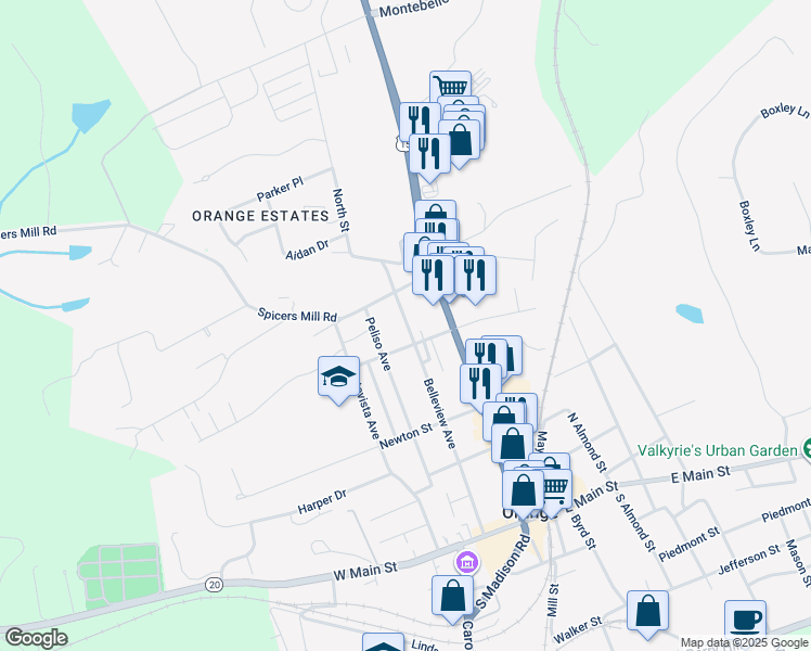 map of restaurants, bars, coffee shops, grocery stores, and more near 308 Belleview Avenue in Orange