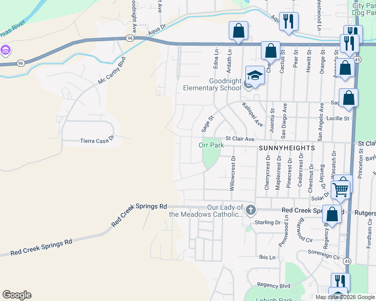 map of restaurants, bars, coffee shops, grocery stores, and more near 915 Sage Street in Pueblo